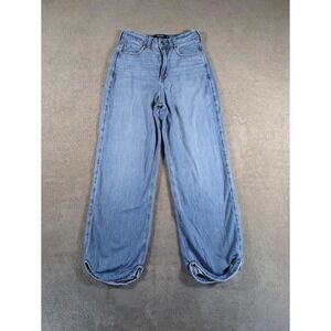 Hollister Baggy Jeans Womens 26 Blue Denim Cotton Ultra High Rise Straight Leg